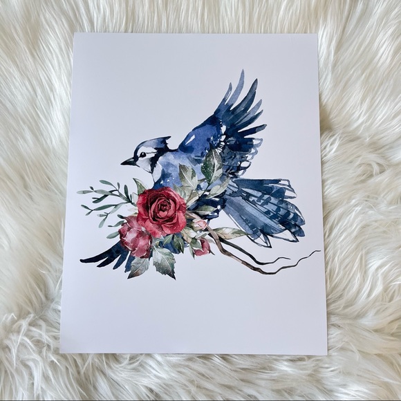 Watercolor Wall Art Blue Jay Illustration Print Poster Unframed - Picture 13 of 17
